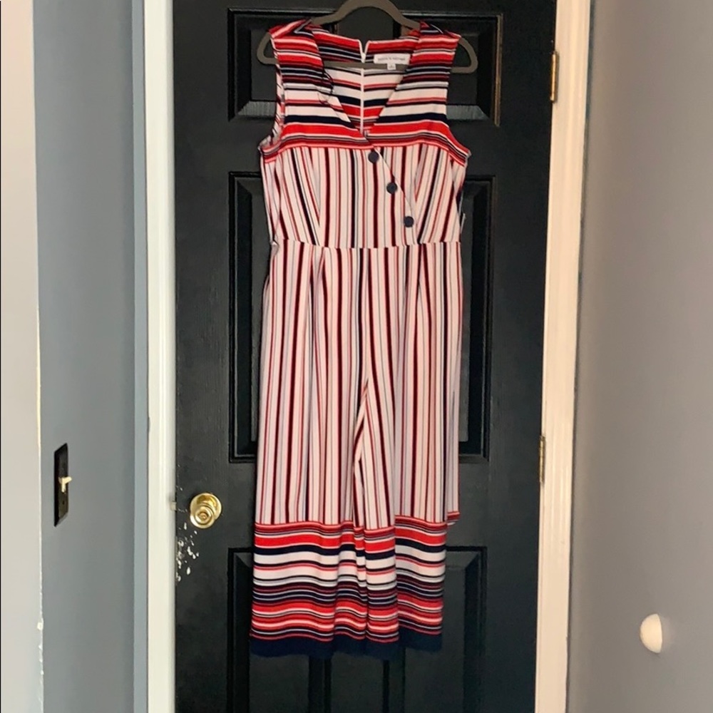 Emma Michelle Palazzo Jump Suit Red White Navy